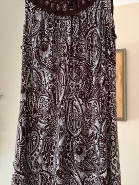 Women's Brown and White Paisley Maxi Dress